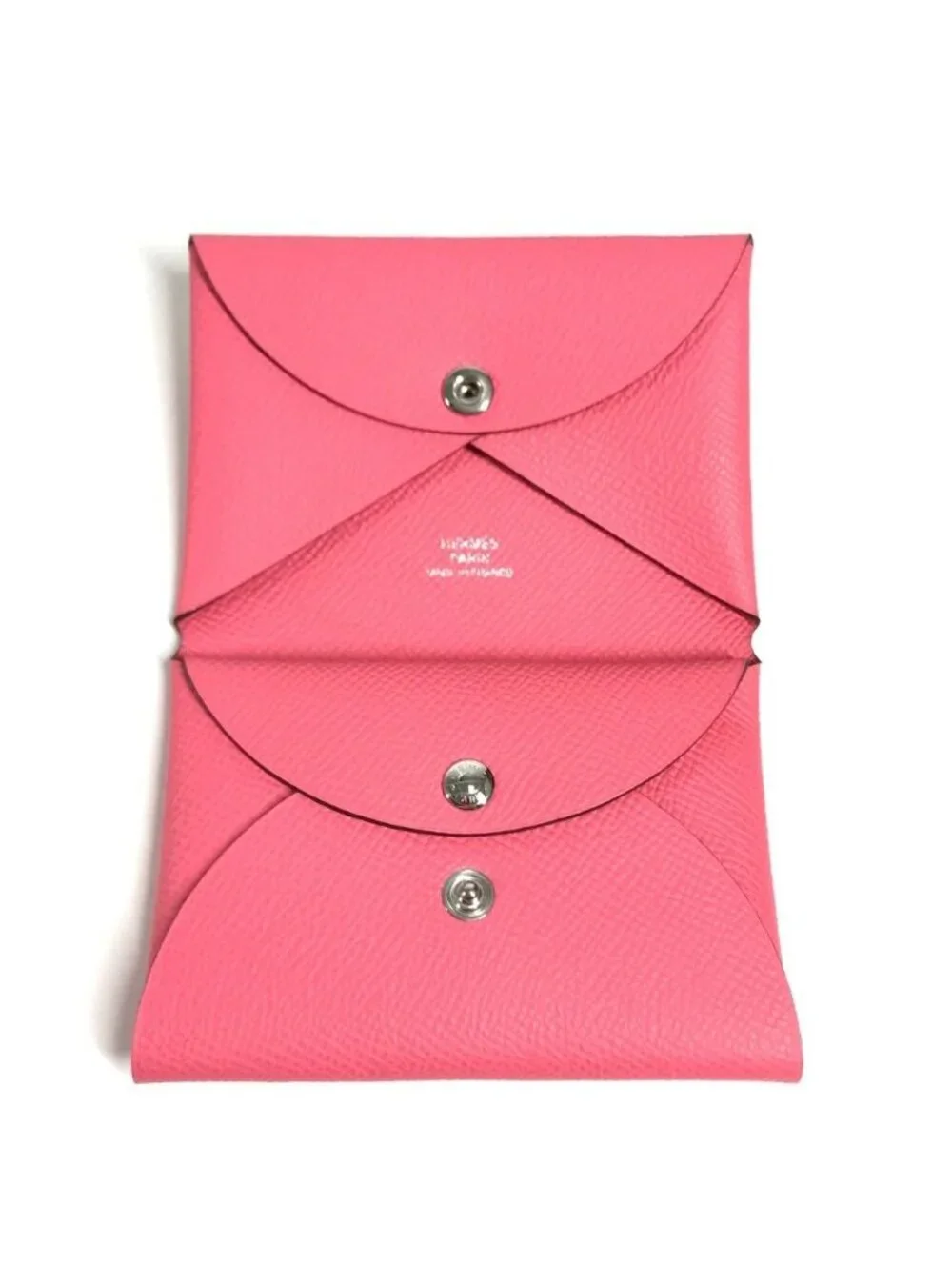 Hermes Calvi Duo Epsom Rose Azaleas Pink Wallet